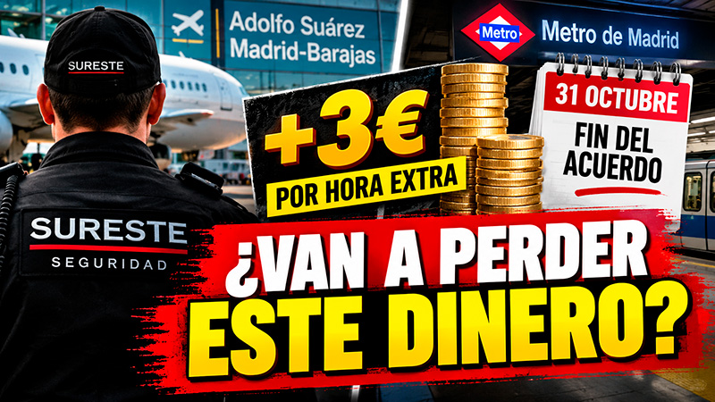 image En UGT estudiamos renovar el acuerdo de 3 euros más por hora extraordinaria para los vigilantes de Sureste en Madrid