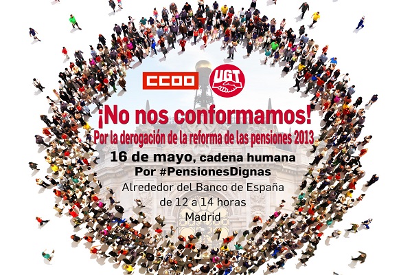 UGT y CCOO convocan una cadena humana por las pensiones