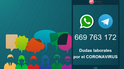 image RUGE y UGT ponen en marcha un teléfono para resolver dudas laborales sobre el coronavirus