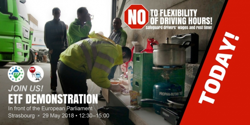 image Los profesionales del transporte por carretera exigen hoy, en Bruselas, mejores condiciones de trabajo.