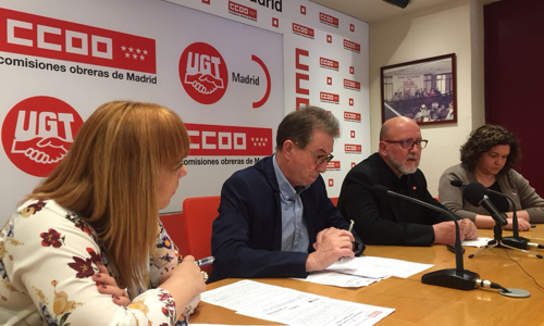 Encuentro informativo de los Secretarios Generales de UGT y CCOO en relación con el accidente laboral de Chamberi