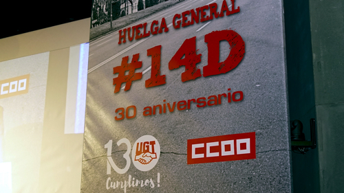 VIDEOS | FeSMC UGT MADRID participando en el acto conmemorativo del 30º aniversario de la huelga del 14M | Las huelgas siempre dan resultados