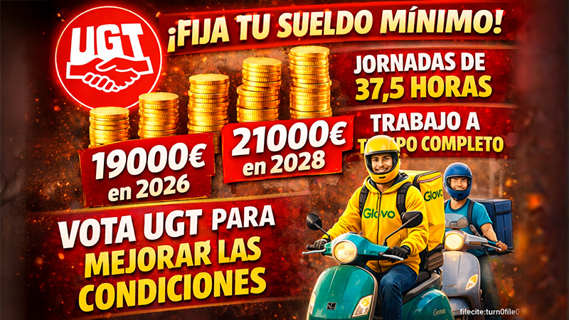 image Video || Propuesta para Glovo: UGT propone 37,5 horas desde 2026 y un mínimo anual de 21.000€ en 2028