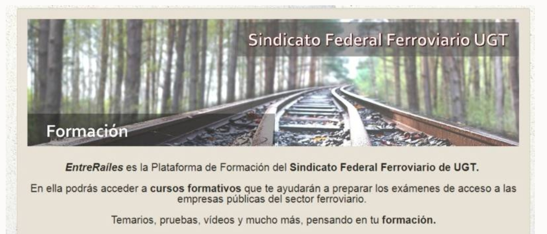 image Nueva plataforma de formación de UGT: ‘EntreRaíles’