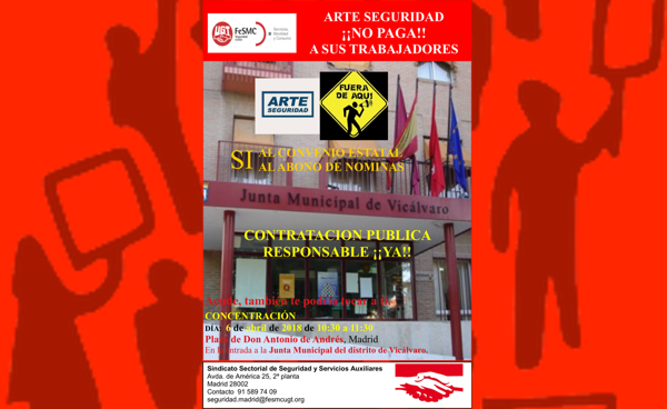 CONCENTRACION 6.4.18 || FeSMC UGT Madrid se concentra frente a la Junta Municipal de distrito de Vicalvaro porque l@s Vigilantes no cobran sus salarios.