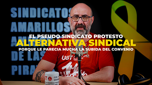 image VIDEO | LOS SINDICATOS AMARILLOS PROTESTAN FRENTE A UGT POR UNA SUBIDA EXCESIVA DEL CONVENIO DE SEGURIDAD