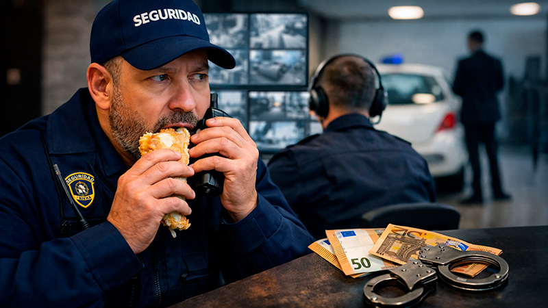 image Video || Vigilantes y Auxiliares comiendo en el servicio, sin descanso para comer y sin cobrar ese tiempo